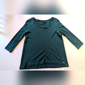 New, Cynthia Rowley Green Cotton Blend 3/4 Sleeves With Front Slits Top Sz XS